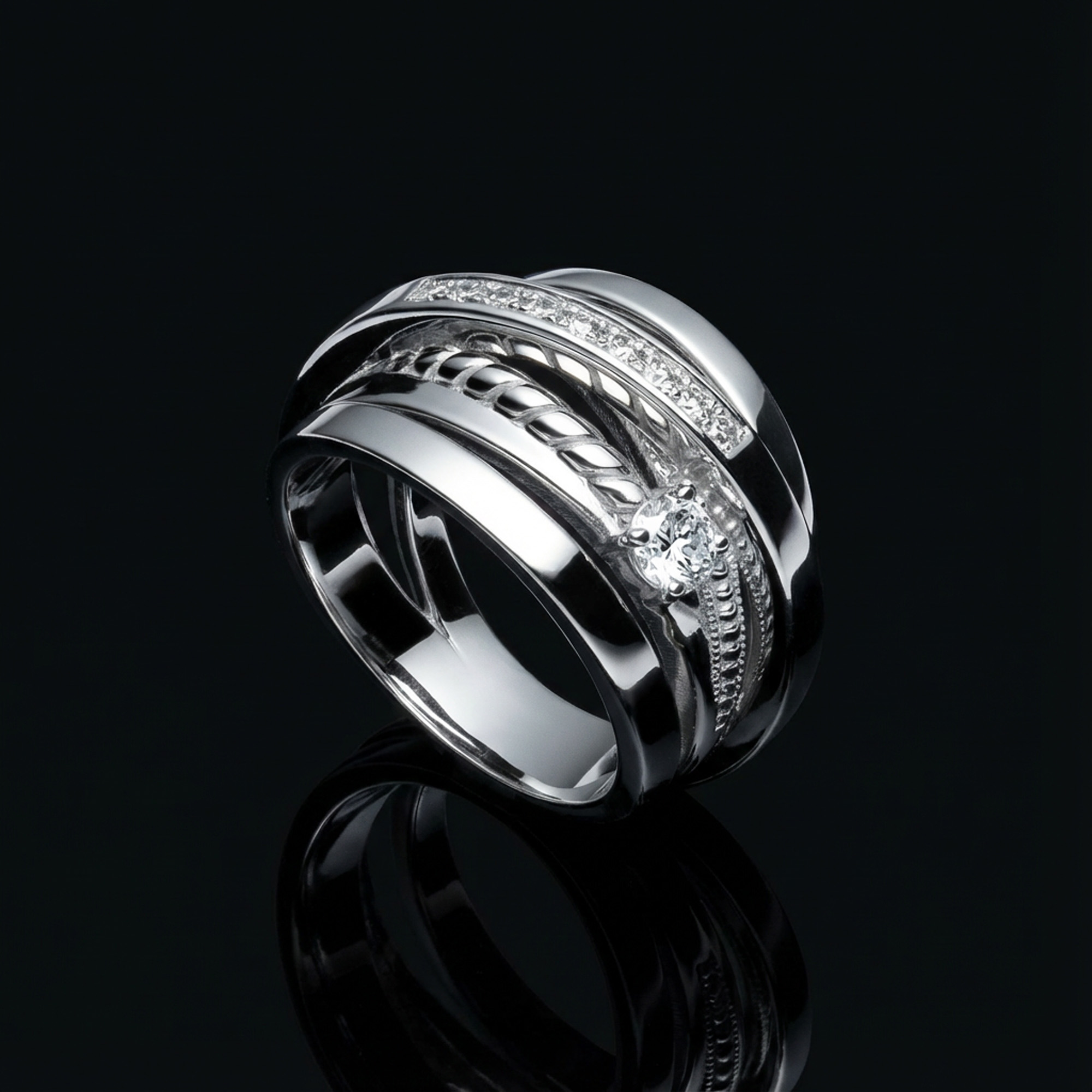 Shou着用モデル リング ロジウム仕上げ